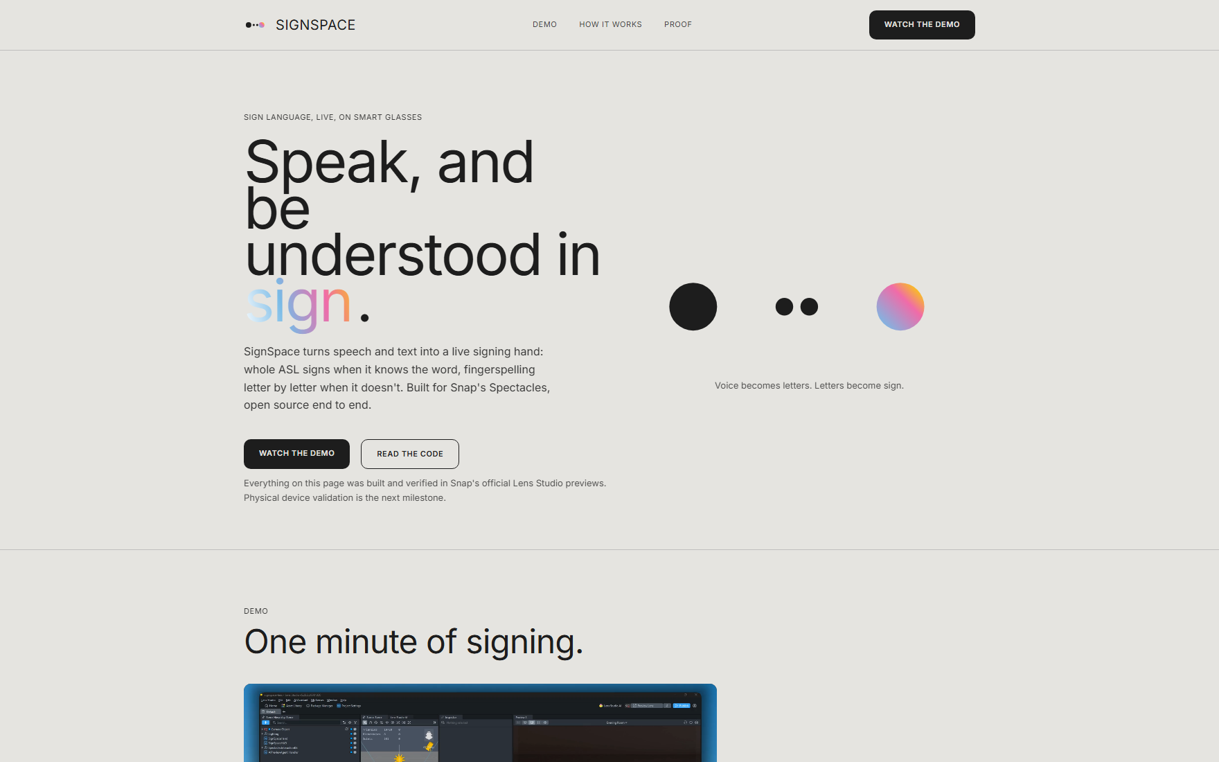 SignSpace: AR sign language lens for Spectacles